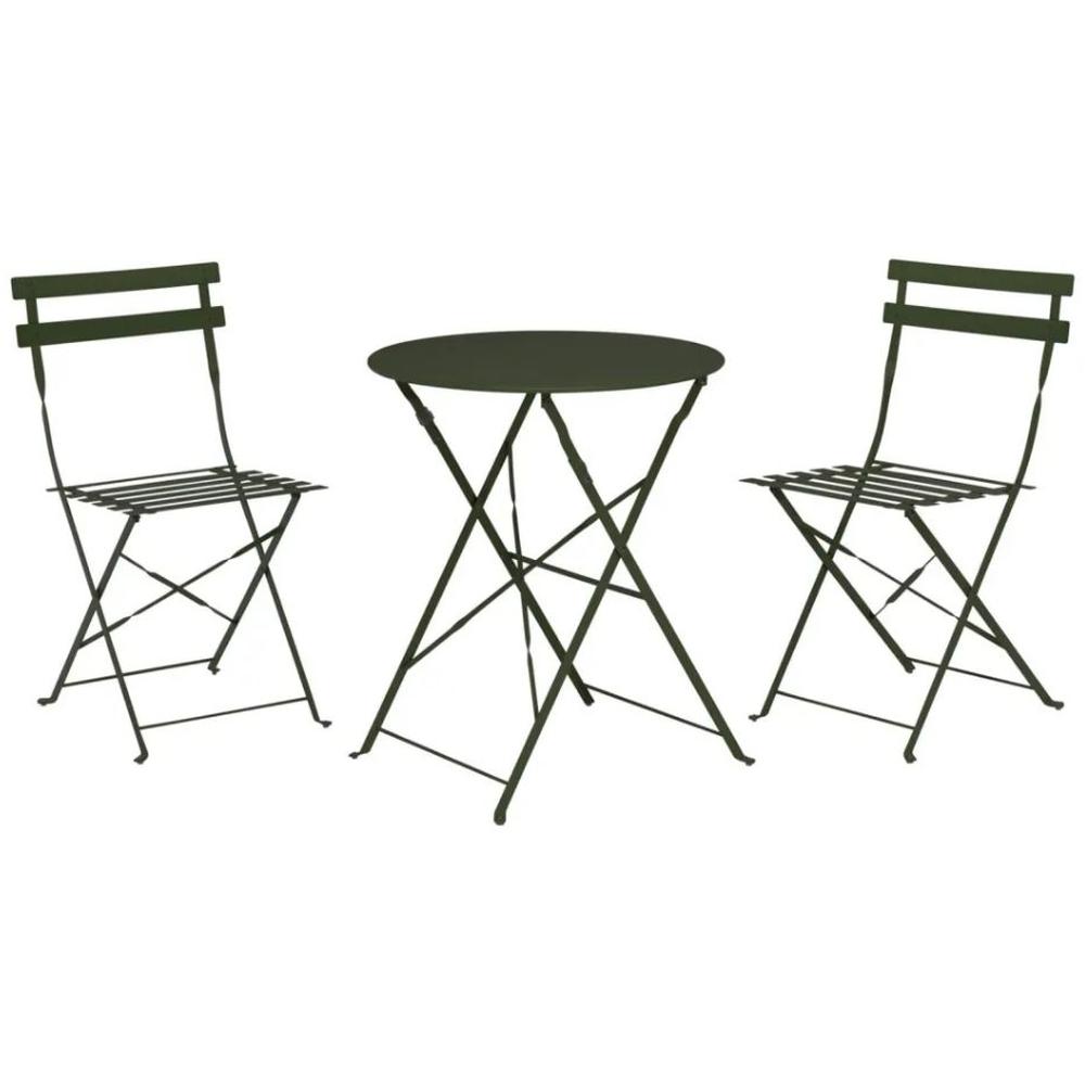 [679744] Table 2 Chaises Vert Matck en Acier avec Traitement Anti Corrosion
