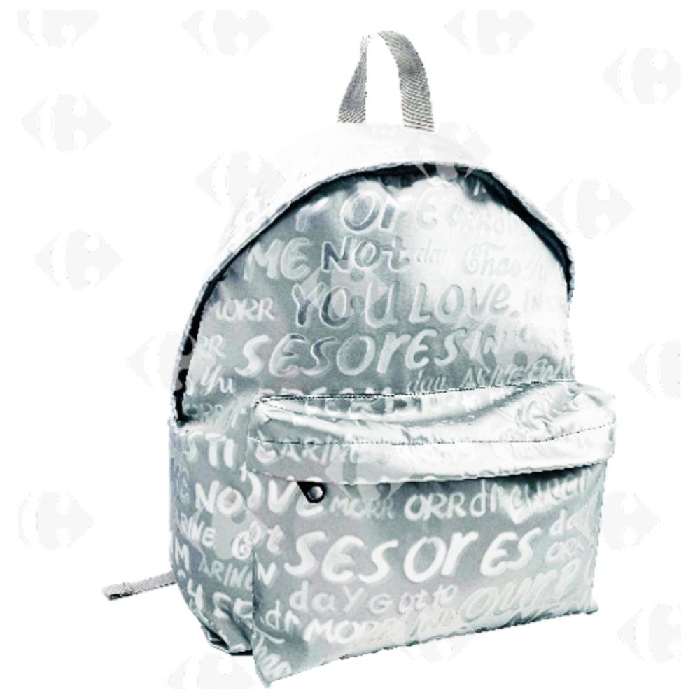 [702471] Sac à dos 16'' tissu lisse 4 couleurs 2 poches (couleur aléatoire)