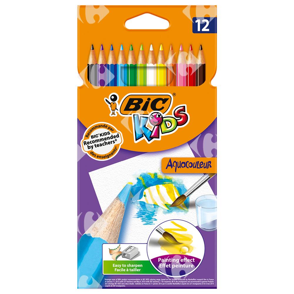 Crayons de Couleur Kids Aquacouleur BIC 12 unités