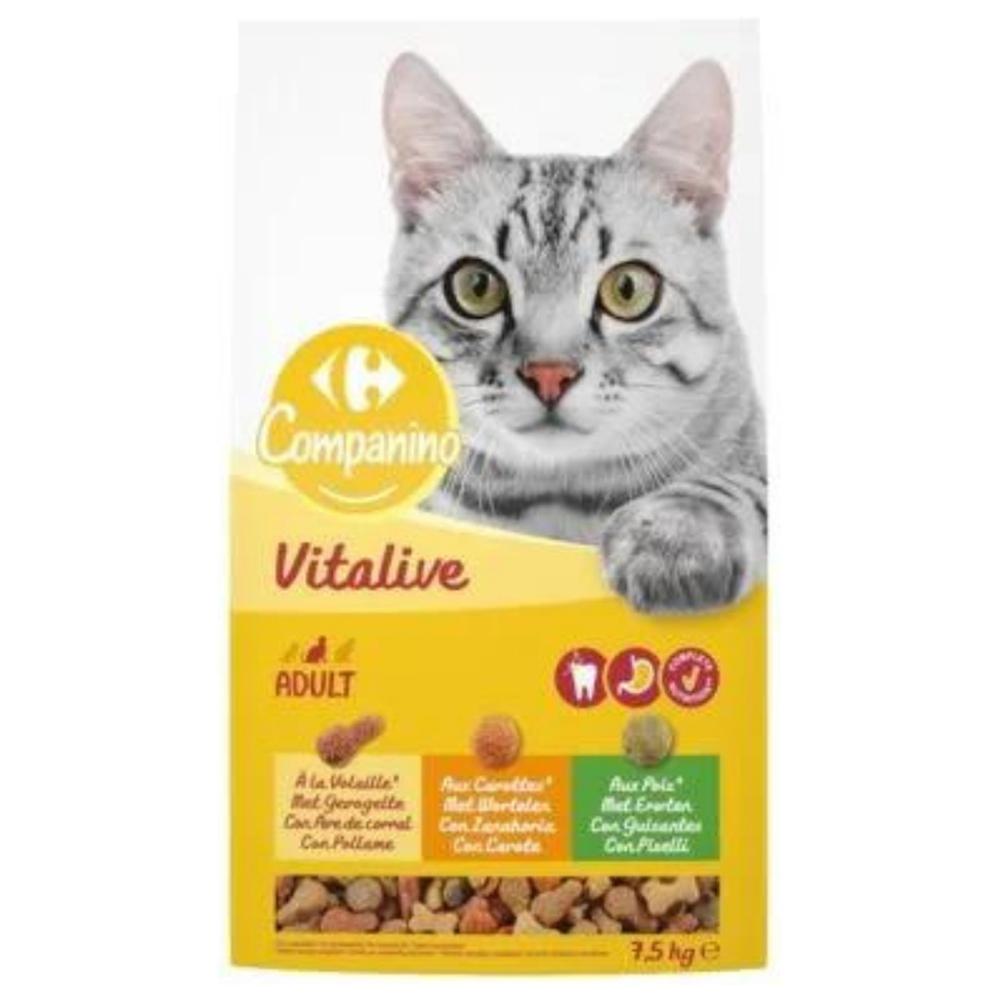 [570589] Croquettes pour Chat Adulte à la Volaille Aux Carottes et aux Pois Carrefour 7,5Kg