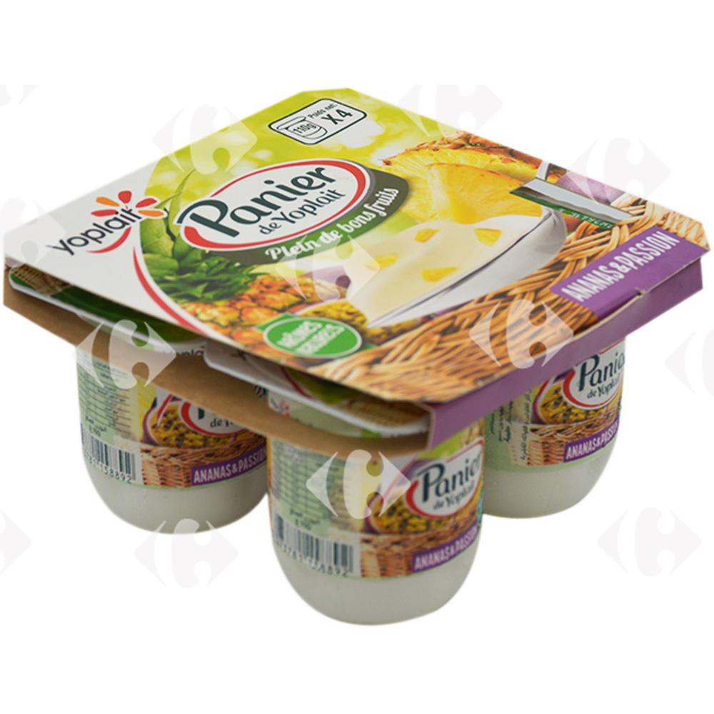 [664751] Yaourt à La Cuillère Brassé Ananas Passion Panier de Yoplait 110g 4 unités