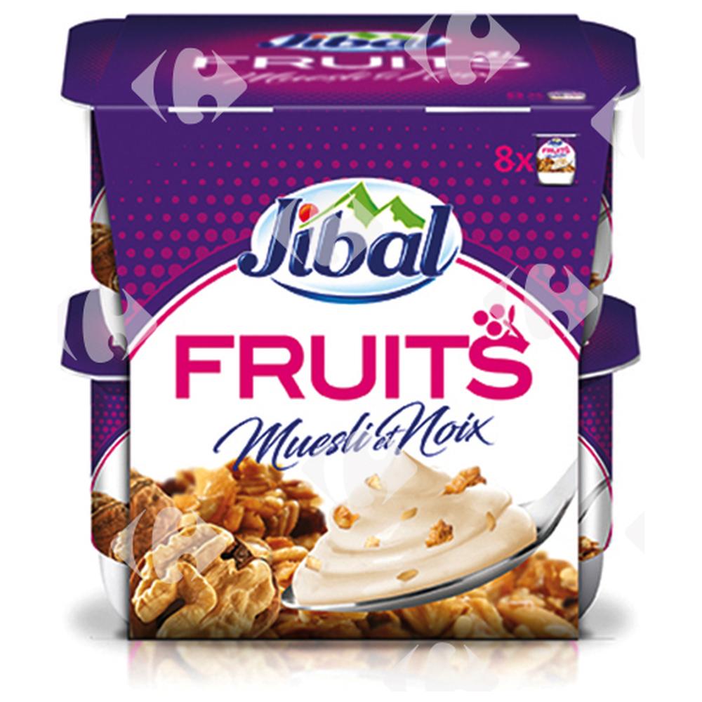 Surpack Yaourt Brassé Fruits Muesli et Noix Jibal 100g 8 unités