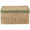 Box Rectangulaire en Métal et Jute avec Bord Vert Kasa 20x30x14 cm
