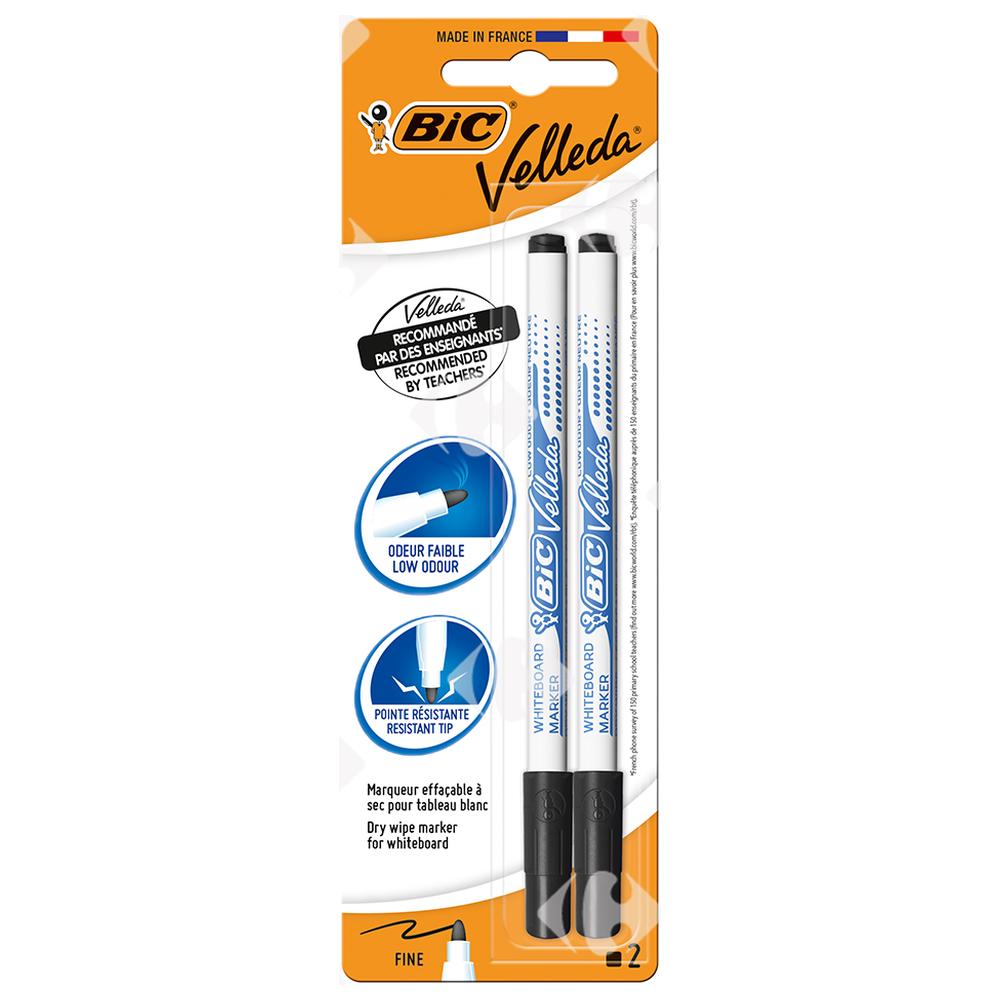 [74857] Marqueur Effaçable BIC Velleda 1721 Noir Assortiment de 2 pièces Pack Promo
