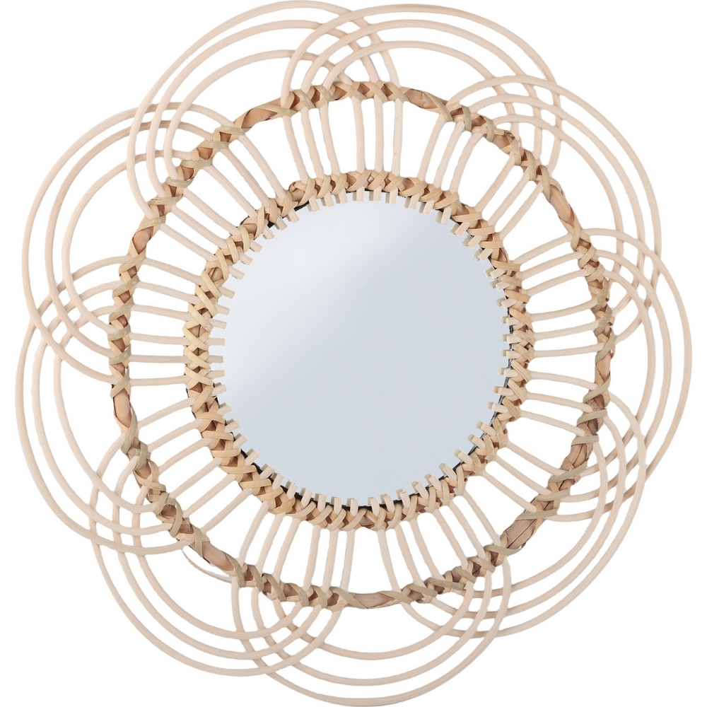 Miroir Mural Rond Fleur en Paille Kasa 40 cm