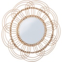 Miroir Mural Rond Fleur en Paille Kasa 40 cm
