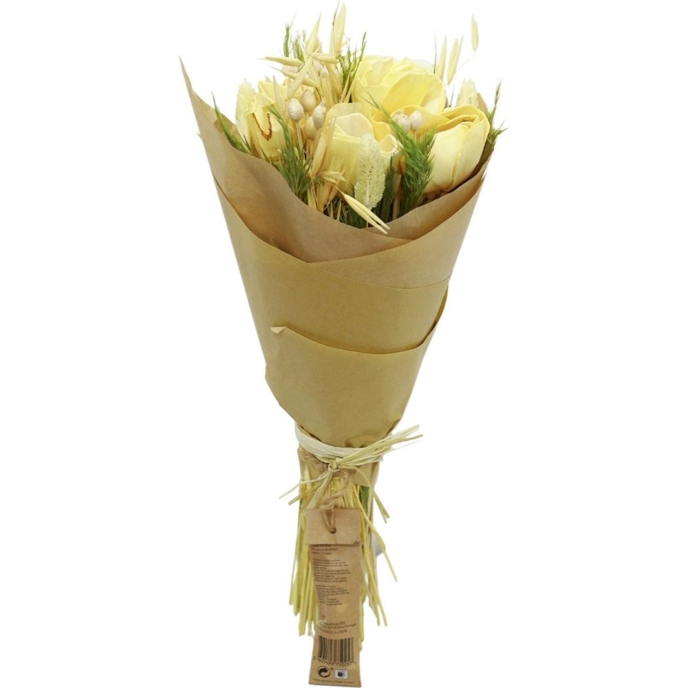 Fleurs Artificielles Jaunes Enveloppées Kasa 30cm