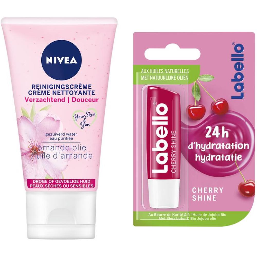 [727778] Lot Gel Nettoyant Peaux Sèches & Sensibles Nivea + Labello
