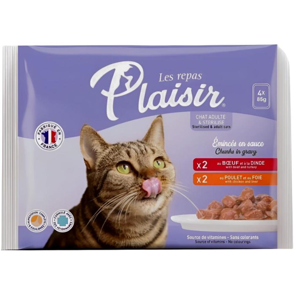 [720753] Pack Pâtée pour Chat au Bœuf & Poulet Plaisir 340g (4x85g)