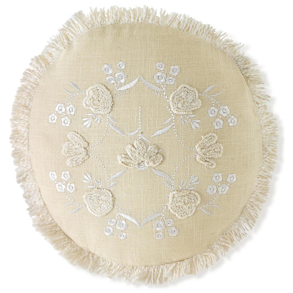 [710693] Coussin Rond Brodé 35cm