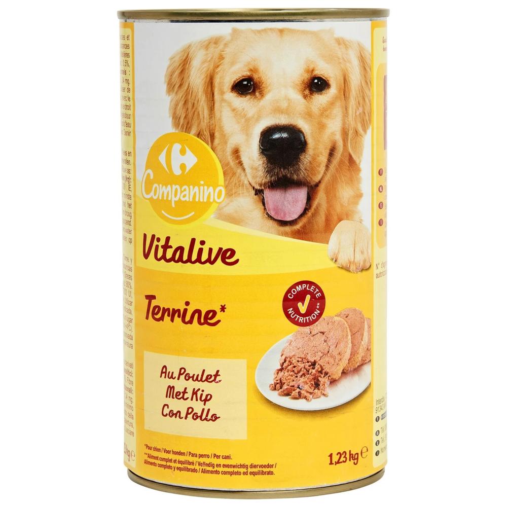 Pâtée pour Chien Adulte au Poulet Carrefour 1,23kg
