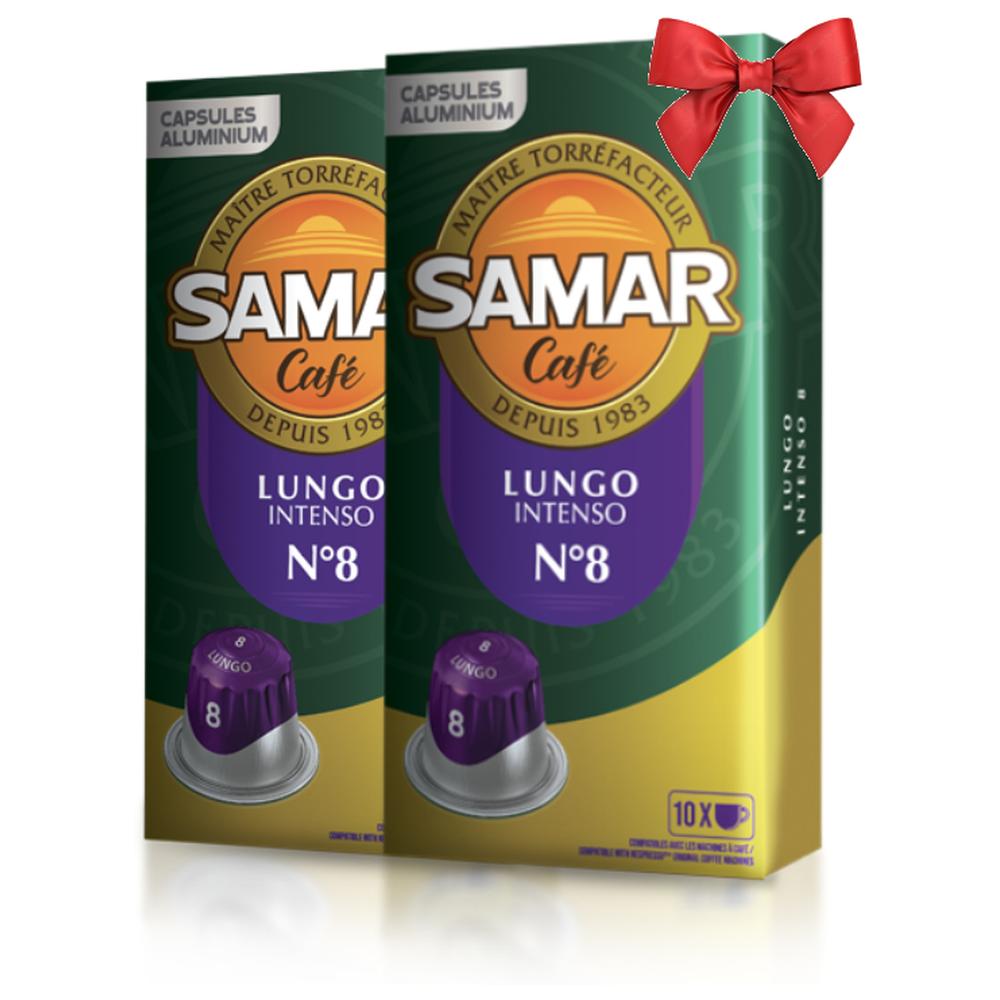 [721430] Lot de 2 Cafés Capsules Aluminium Lungo Intensité 8 Samar 10 unités