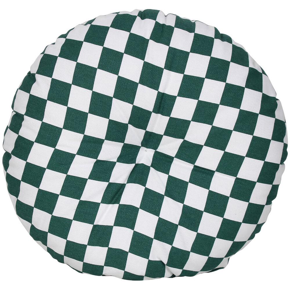 [710588] Coussin Rond Carrés Verts 40cm
