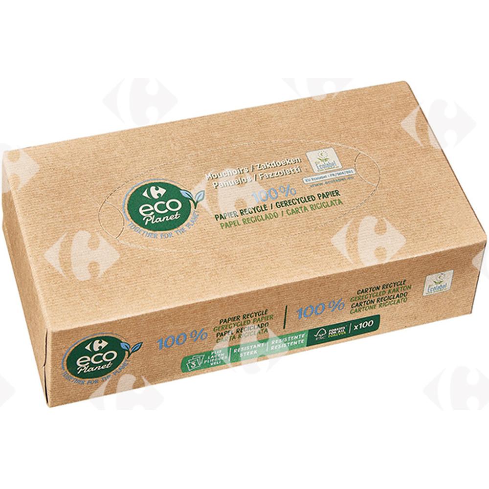 [663849] Boîte de Mouchoirs Éco Planète Carrefour 3 plis 100 unités