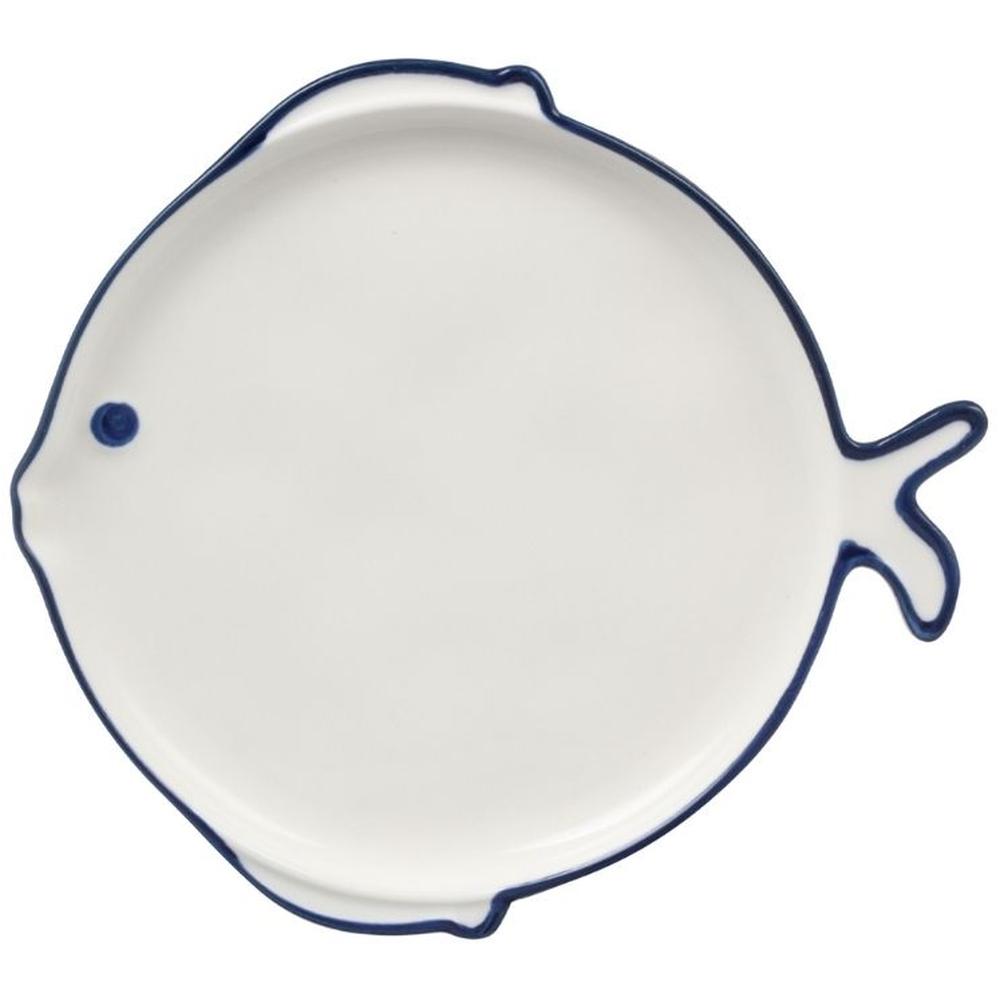 [717000] Assiette en Porcelaine Poisson Blanche Kasa 19cm