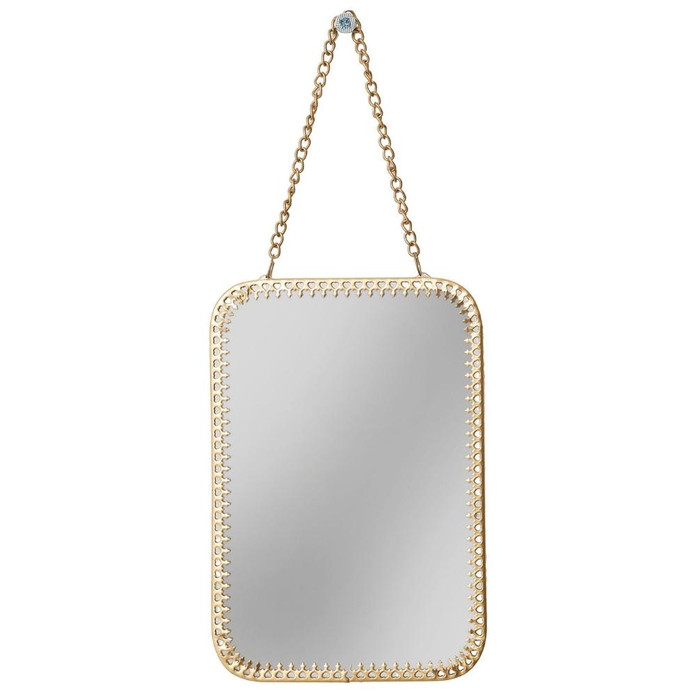 [722619] Miroir Mural Rectangulaire Métal Doré Kasa 15x10 cm