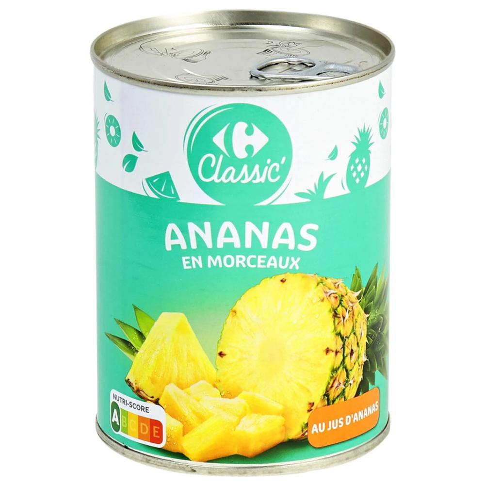 Conserve Fruits au Sirop Ananas en Morceaux Carrefour 340g