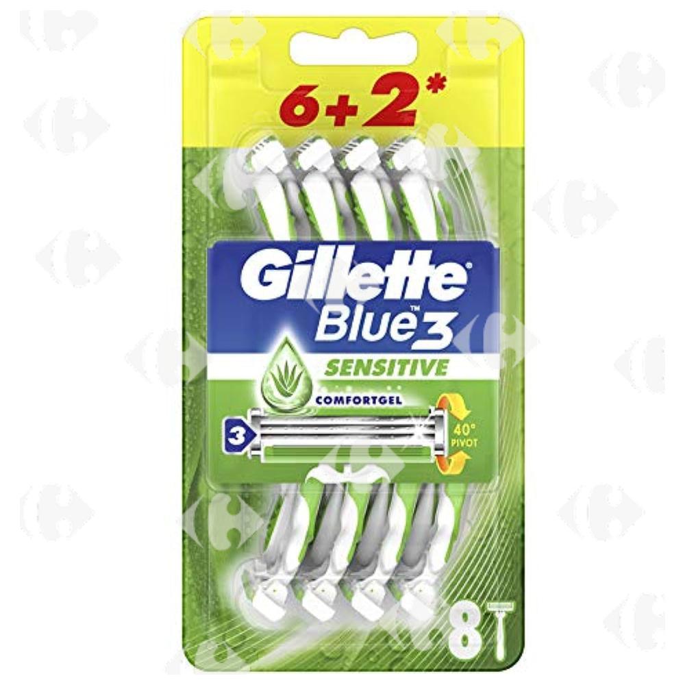 Rasoir Jetable Blue III Sensitive Gillette 6+2 unités