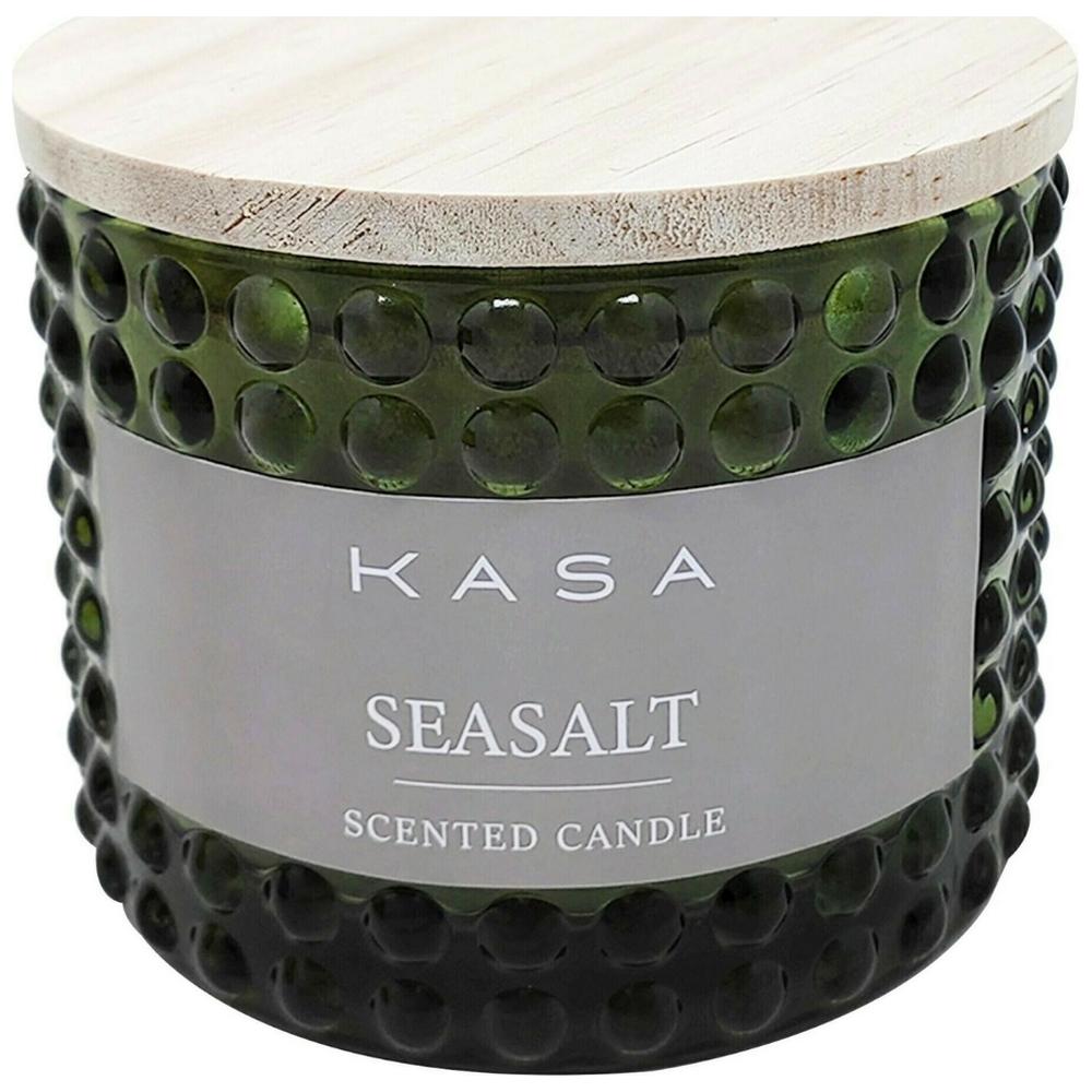 [722130] Bougie en Verre avec Couvercle en Bois Vert Seasalt Kasa 8 cm