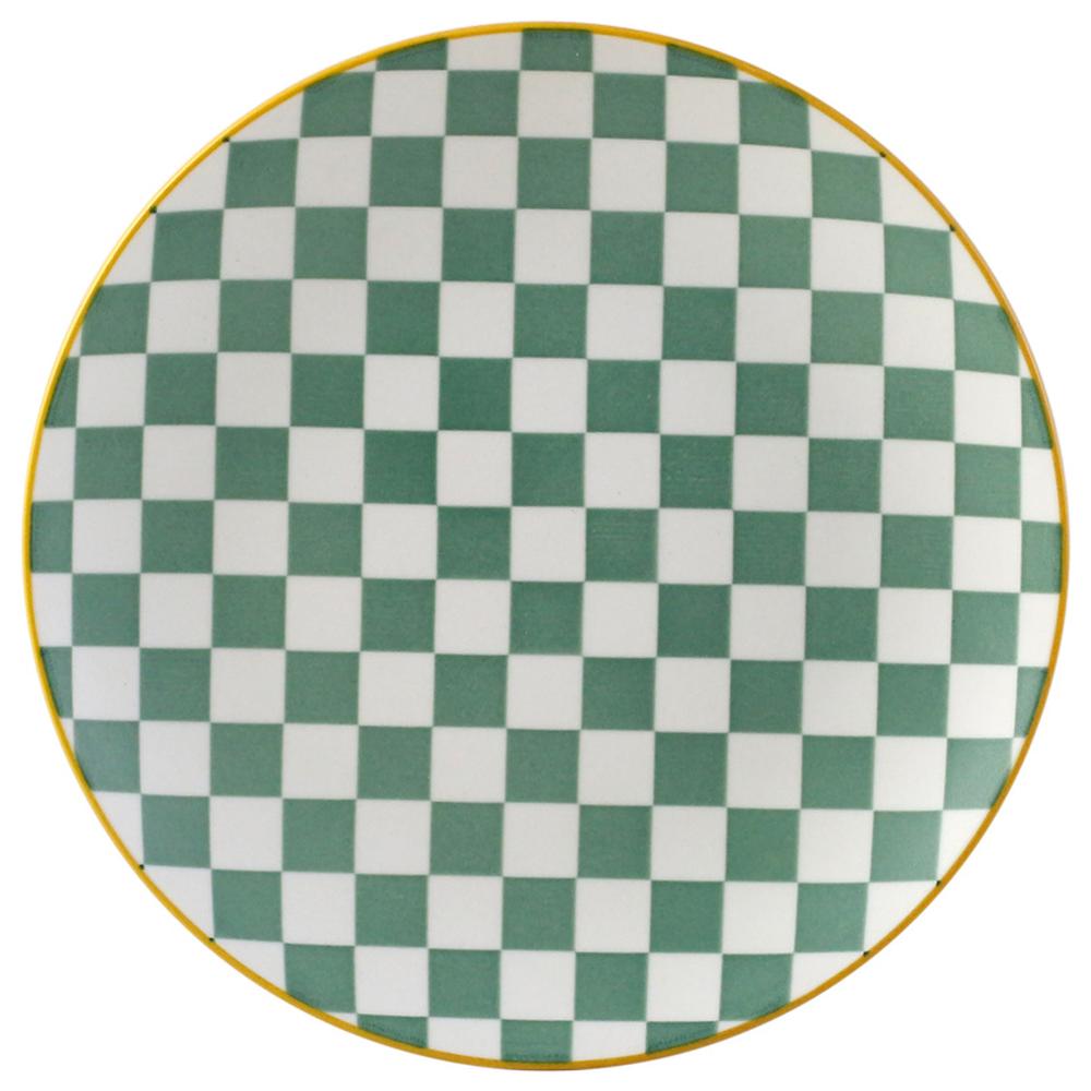 Assiette Plate Porcelaine Ronde Verte Graph Kasa 15,6cm