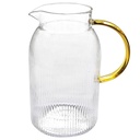 Pichet Verre Kasa Transparent Rayé Manche Jaune 1,4L