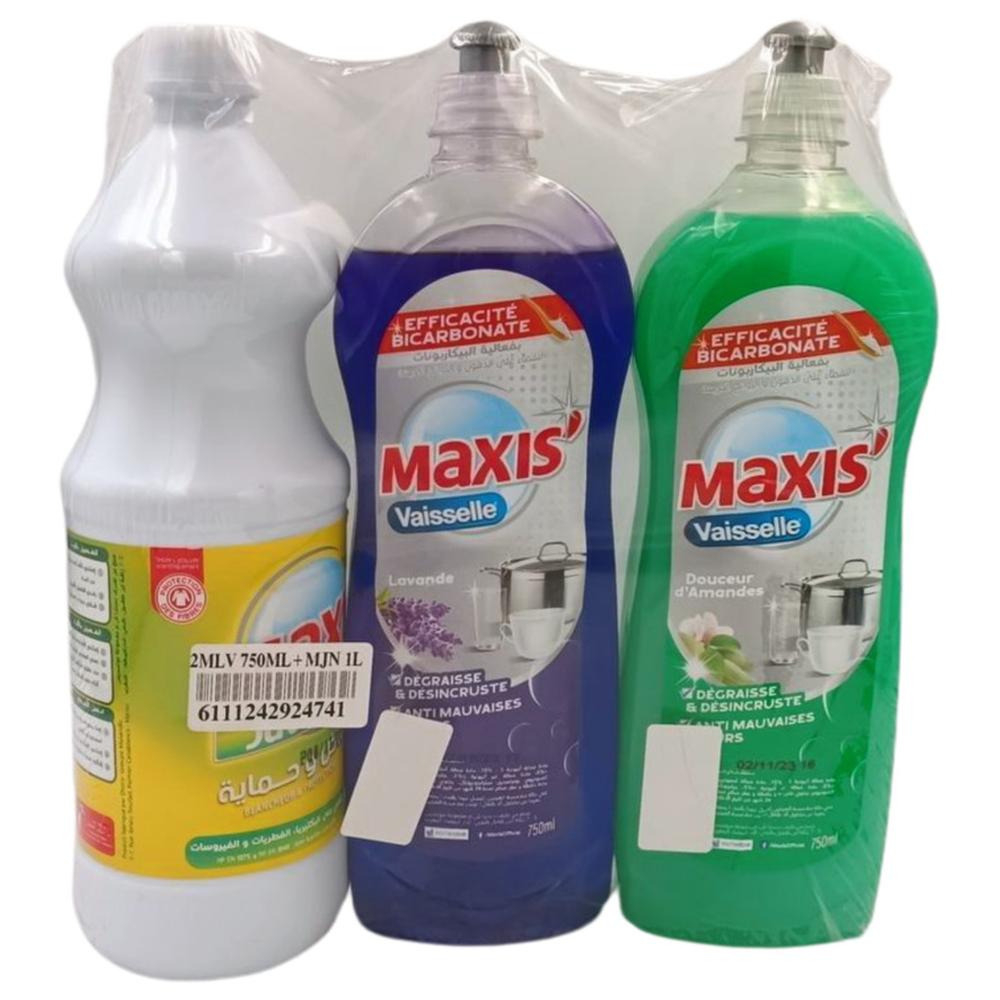 [666600] Lot de 2 Liquides Vaisselle Maxis' 750ml + Eau de Javel Maxis 1L Offerte