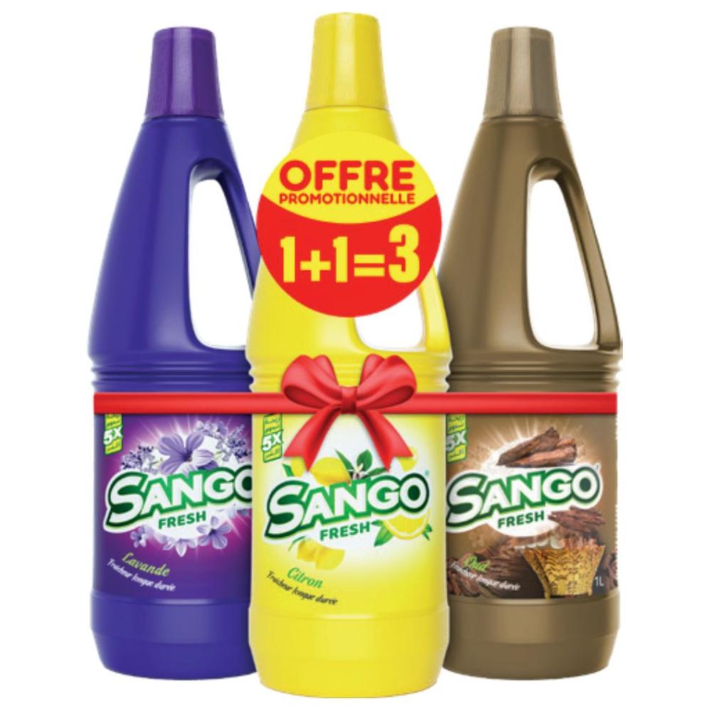 [712616] Lot 3 Nettoyants Sol Sango Lavande, Citron ,Oud 1L 