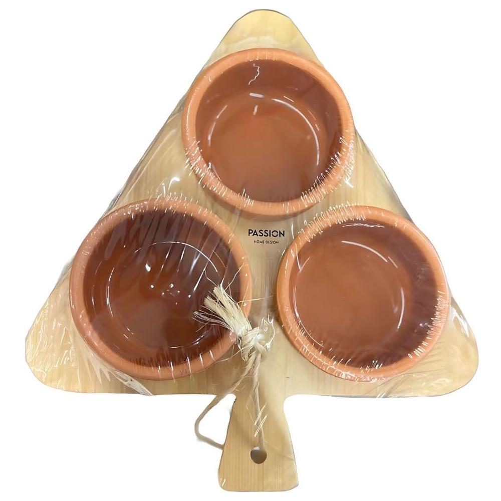 Set Raviers Terre Cuite Rond avec Support 3 pièces 7cl