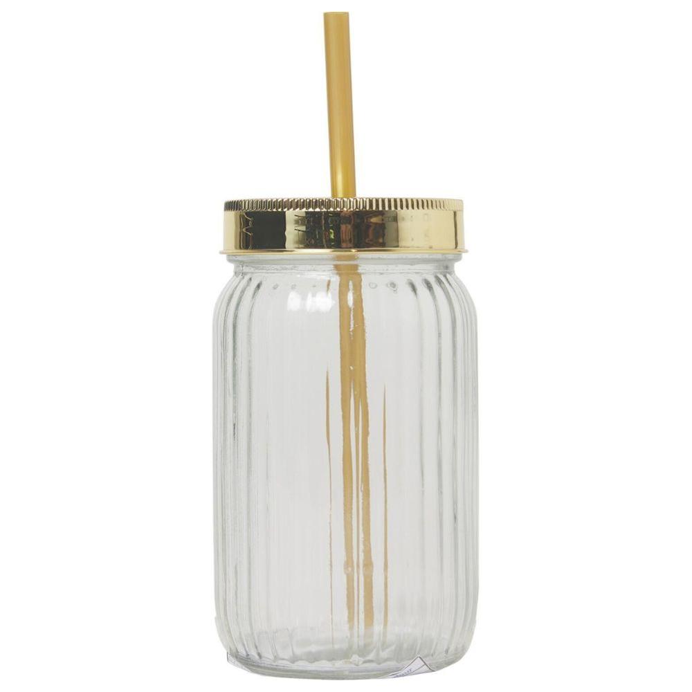 [691607] Mug avec Paille et Bouchon Doré Carrefour 45 cl