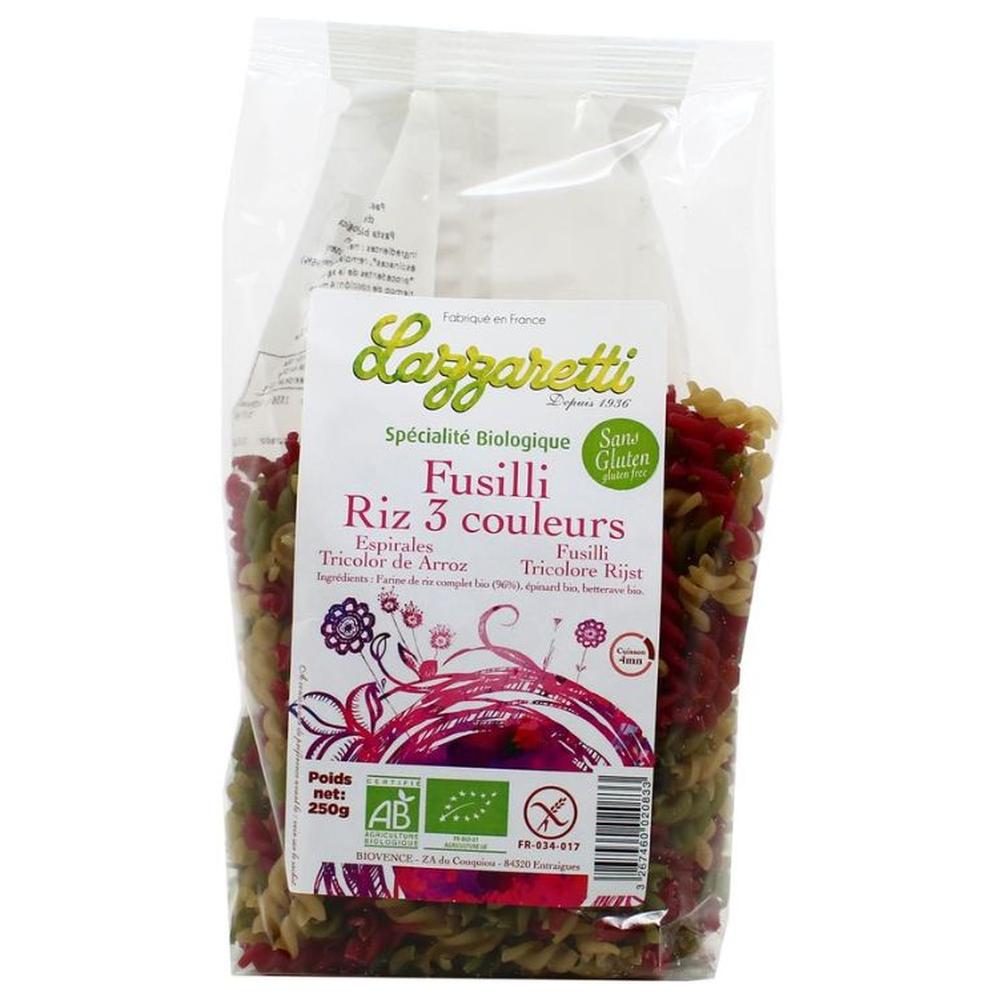 [728027] Fusilli de Riz 3 Couleurs Lazzaretti 250g
