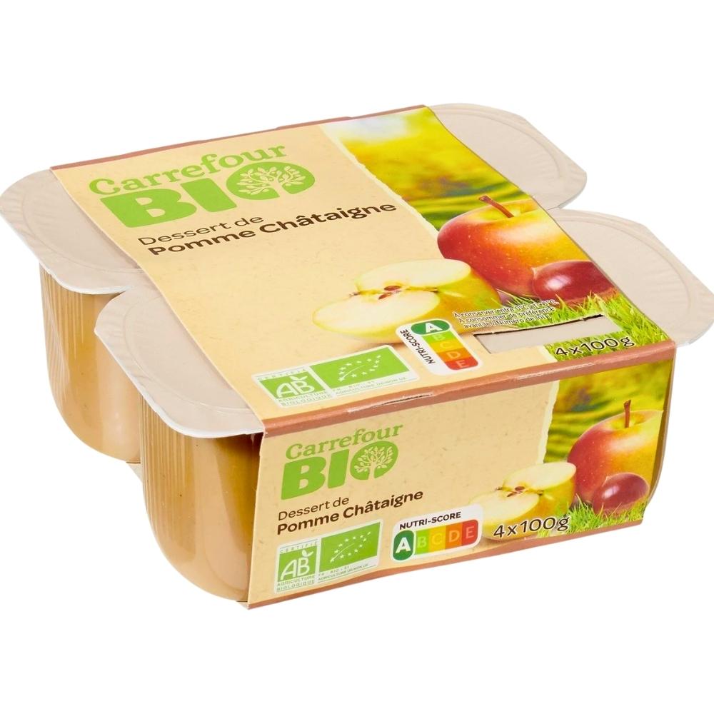 [733476] Compotes Pomme Châtaigne Sans Sucre Carrefour Bio 4 unités 100g