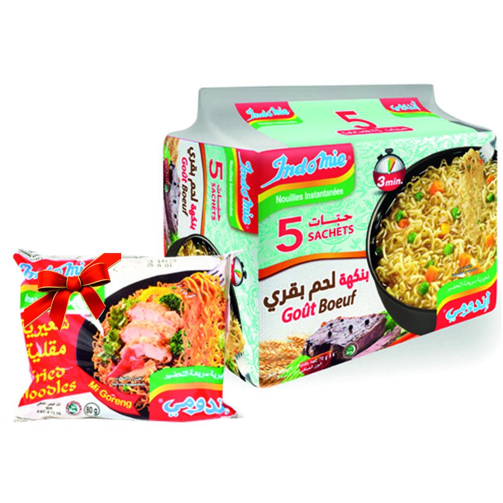 [724977] Pack Bouillon de Bœuf Indomie 5 unités 85g + 1 Poulet Beldi Gratuit