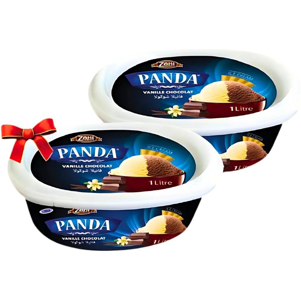 [425313] Lot Crème Glacée Vanille Chocolat Panda 2 unités 1L + 1L Offerte
