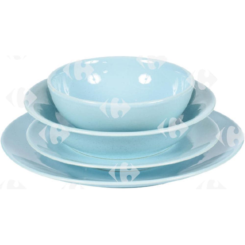 Service Vaisselle en Porcelaine Bleu 24 unités