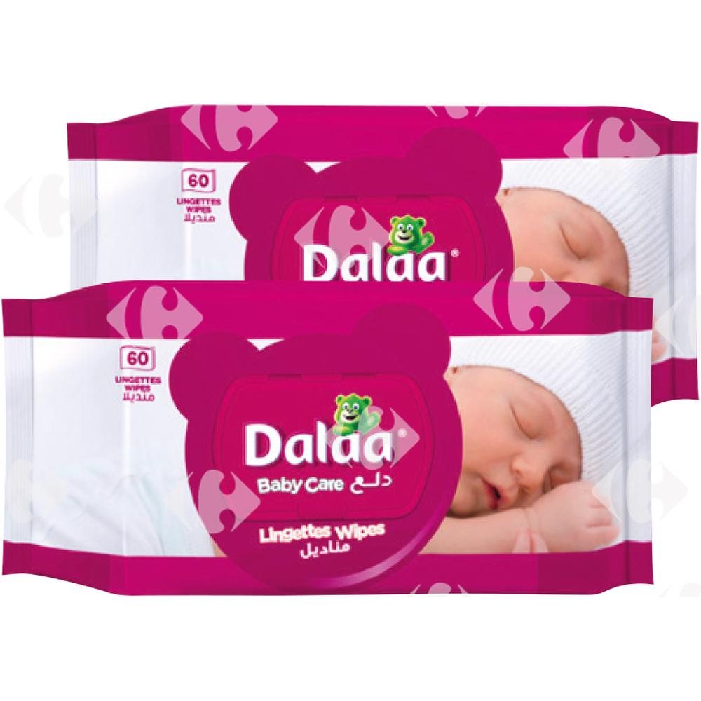 [632998] Lot Duo Pack Lingettes Dalaa 60 unités (2ème à -50%)