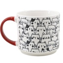Mug Kasa en Porcelaine Blanche Chat Jumbo Manche Rouge 49cl