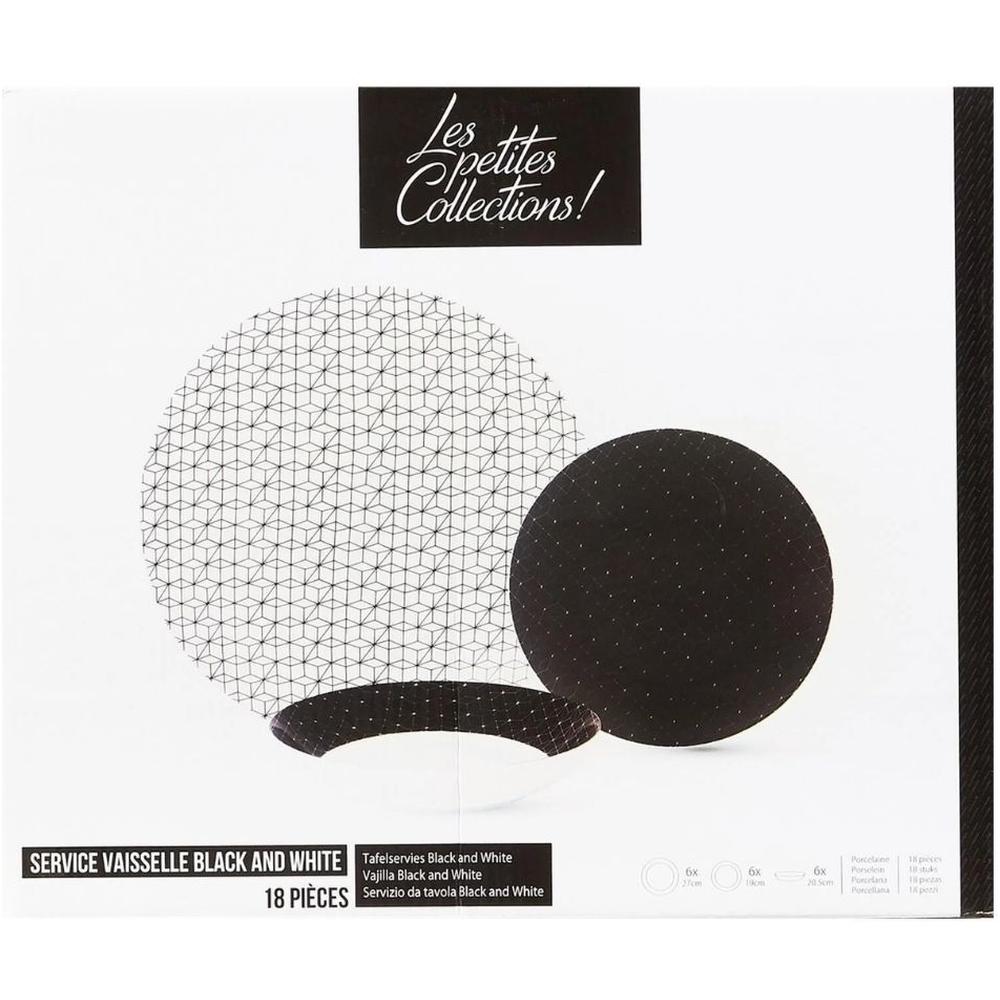 [687031] Service à Vaisselle Porcelaine Noir 18 pièces