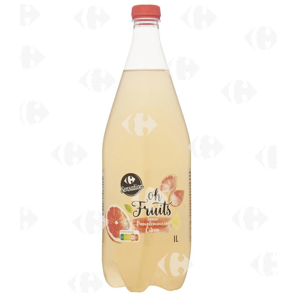 [691397] Eau Gazeuse Aromatisée Pamplemousse Citron Carrefour Sensation 1L