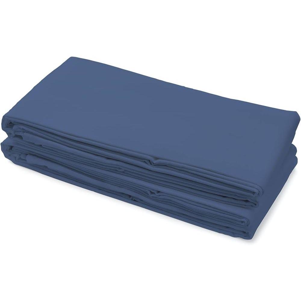 Drap Plat Bleu Foncé en Percale de Coton Bio Tex Home 270x300 cm
