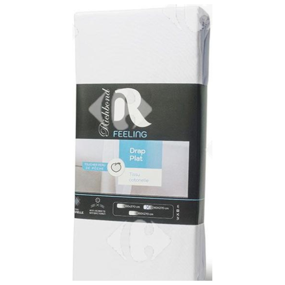 [685002] Drap Plat en Microfibre Blanc 100% Cotonelle Richbond 180x270cm.