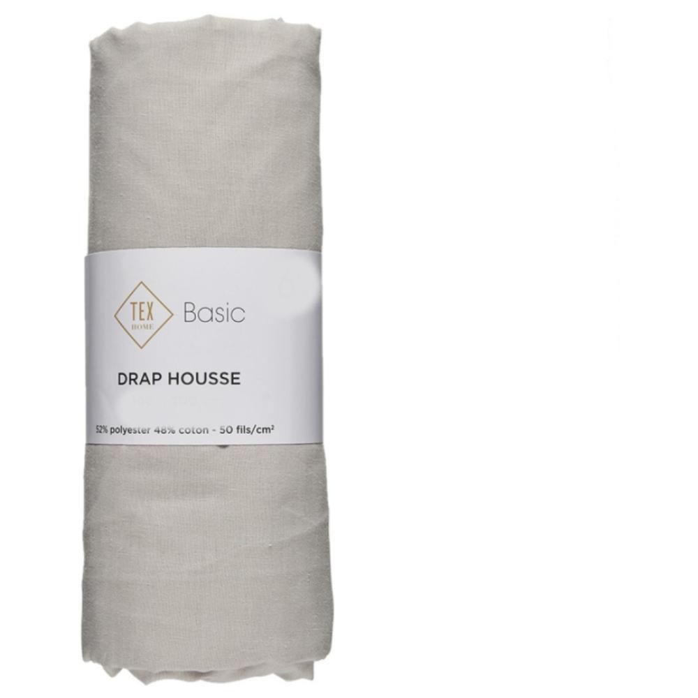 [667587] Drap Housse Beige Clair Tex Home 140x200cm.