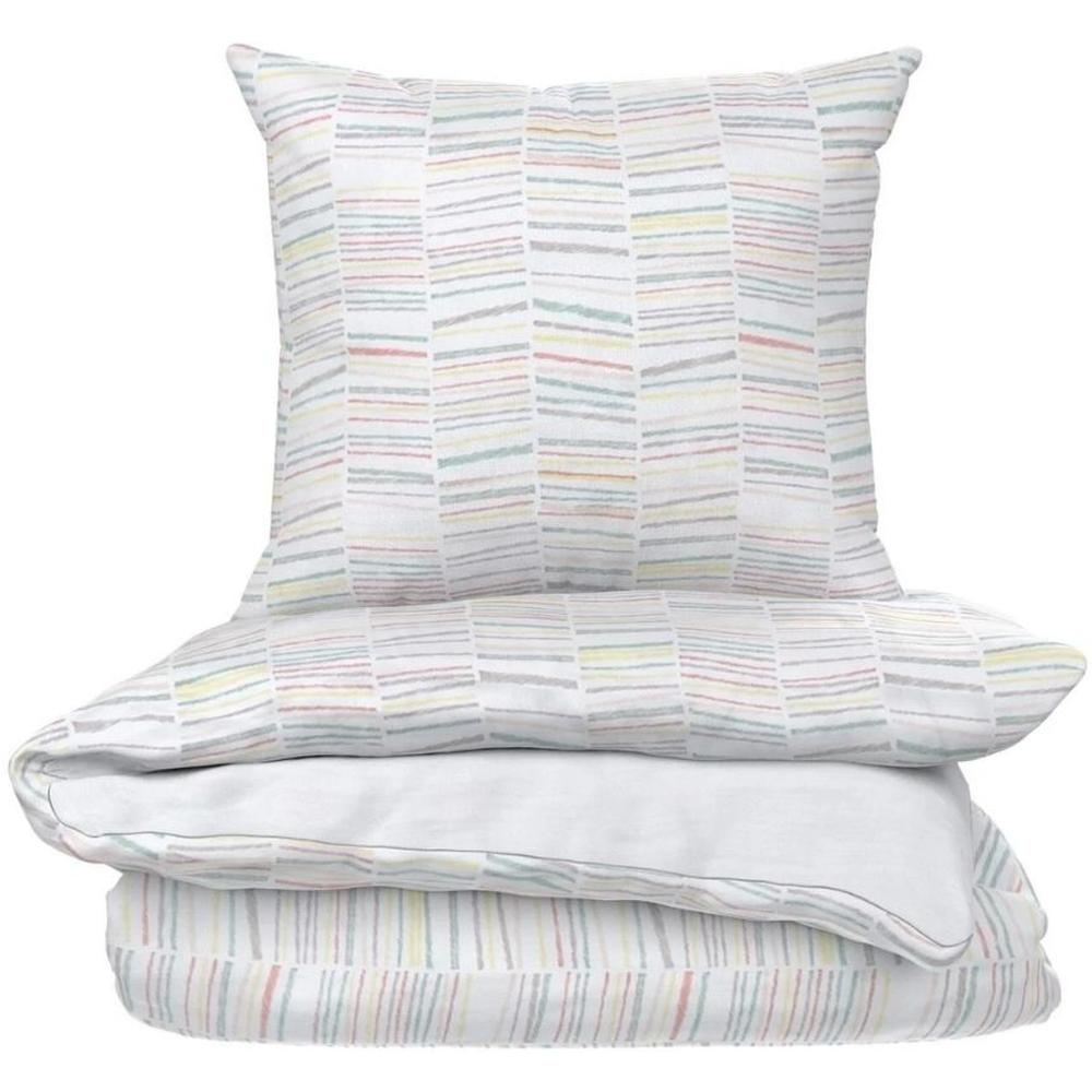 [717221] Parure de Lit 200x200cm Multicolor Microfibre avec Housse de Couette + 2 Taies d'Oreiller Tex Basic 60x60cm