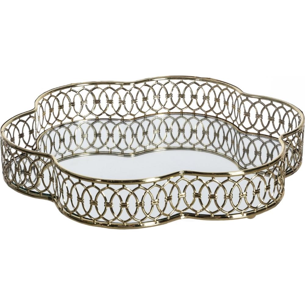[722681] Plateau avec Fond Miroir et Bord Ajouré Kasa 25 cm