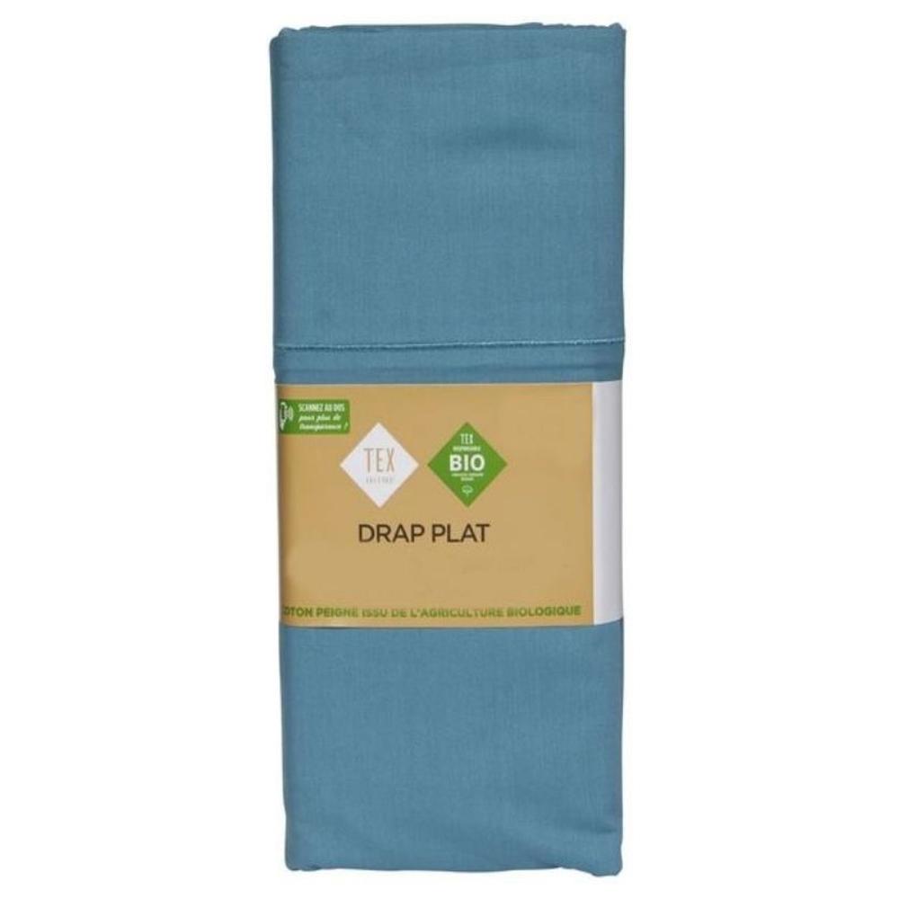 [702554] Drap Plat Bleu Coton Bio Tex Home 270x300 cm