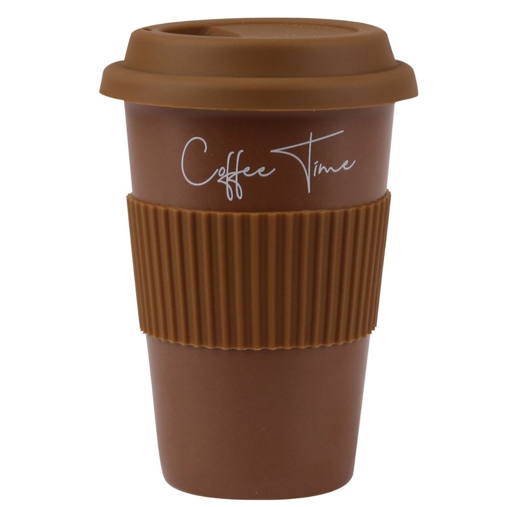 Gobelet Kasa en Porcelaine Marron avec Couvercle en Silicone 37cl