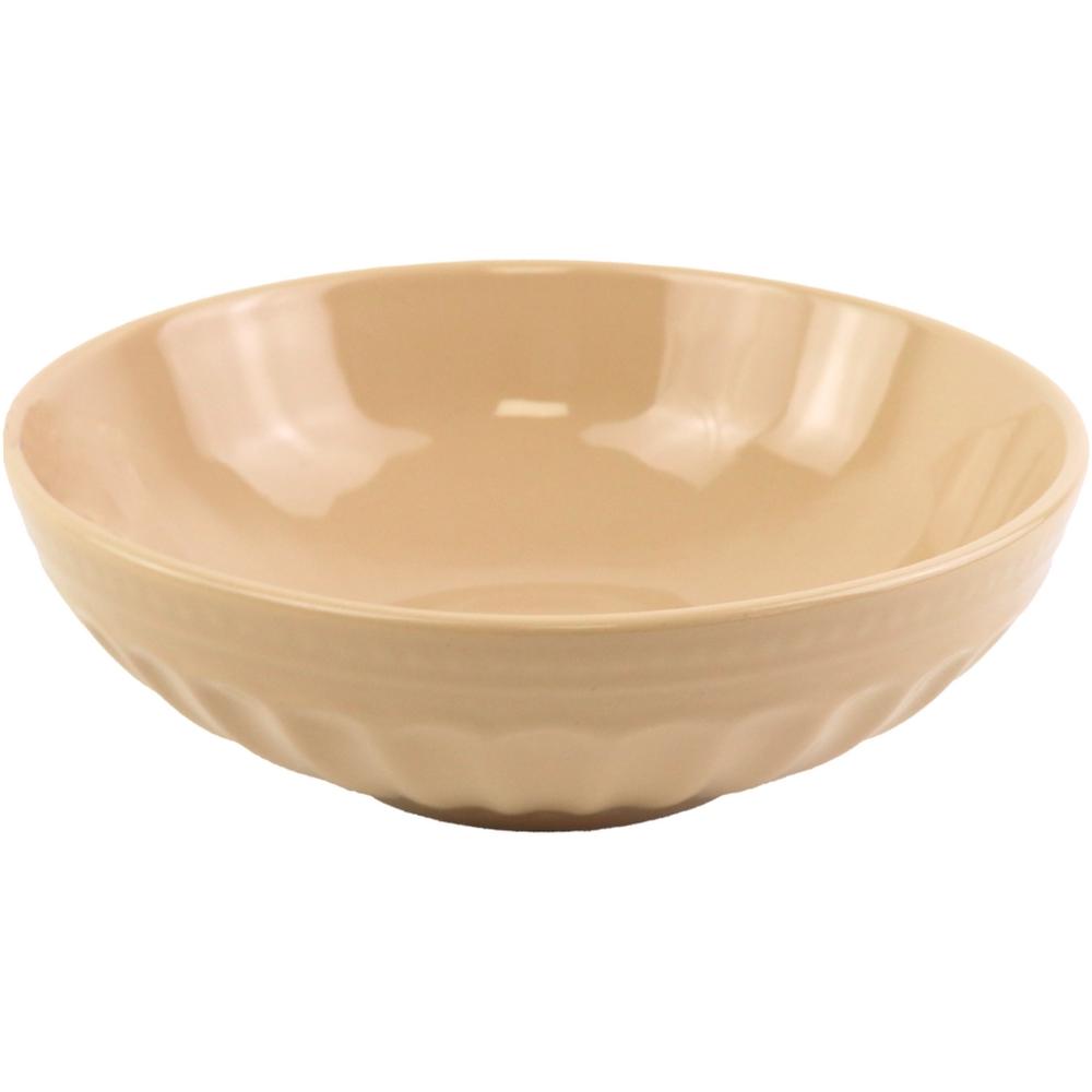 [700889] Assiette Creuse Porcelaine Beige Kasa 27cm
