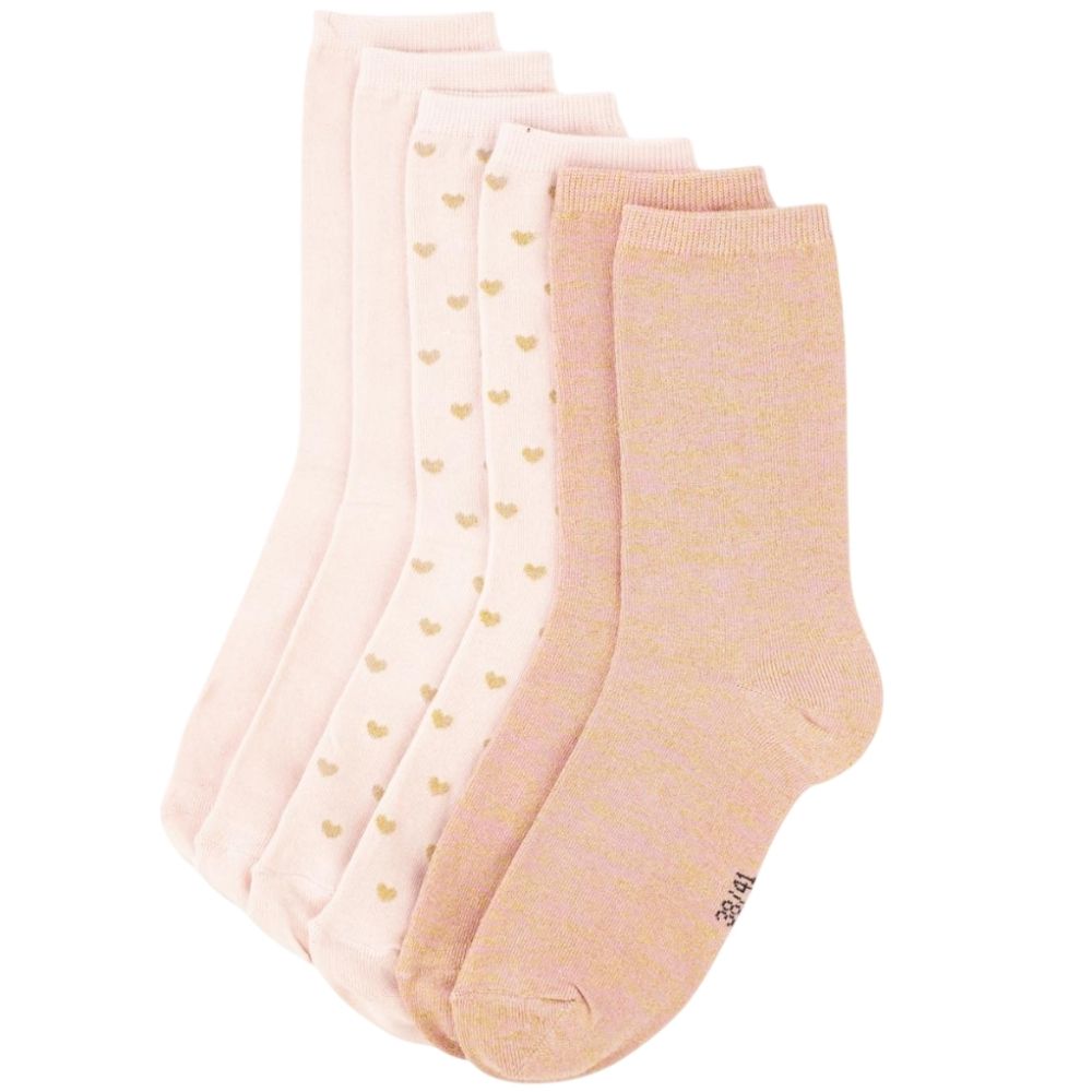 [736529] Chaussette pour Femme Rose Poudre 3 Pièces