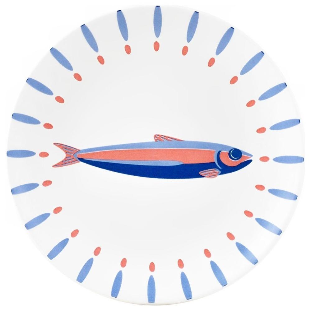 Assiette en Porcelaine Ronde Poisson Nautique Kasa 19 cm