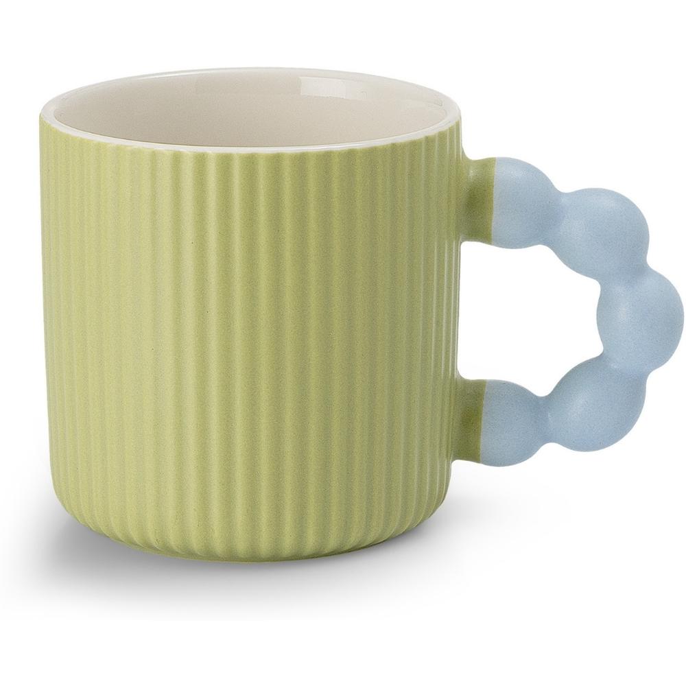 Mug Porcelaine Vert avec Manche Boule Bleue Kasa 38 cl