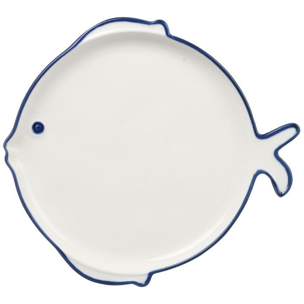 [717001] Assiette en Porcelaine Poisson Blanche Kasa 22cm